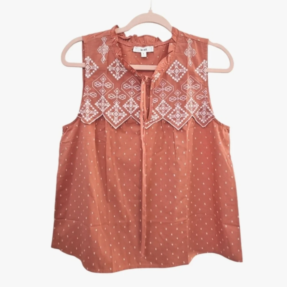 🥰3/$25 NWT ANTHROPOLOGIE MINE Rust Embroidered Sleeveless Camisole - Picture 4 of 4